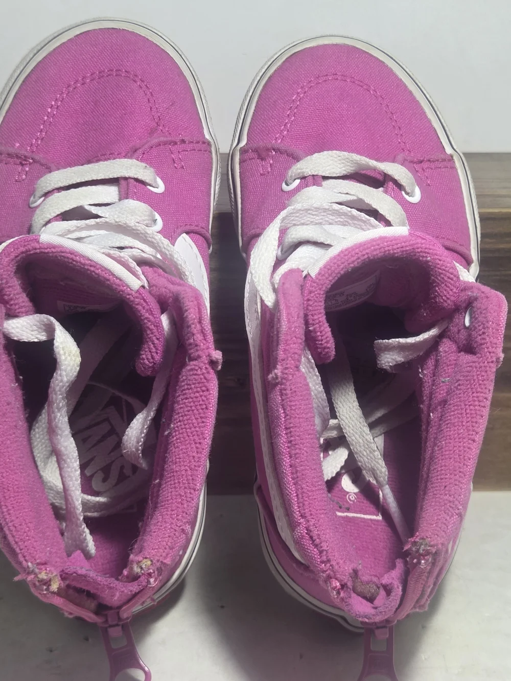 Vans Sk8-Hi Zip Shoes Pink Canvas High-Top Sneakers Kids Size US 12.0